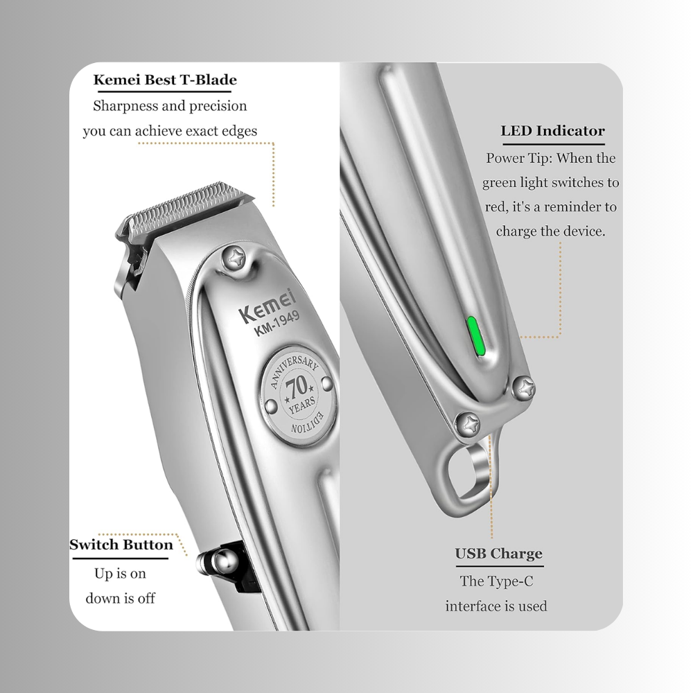 Cortadora profesional de barba y cabello Kemei KM 1949 - Imagen 3